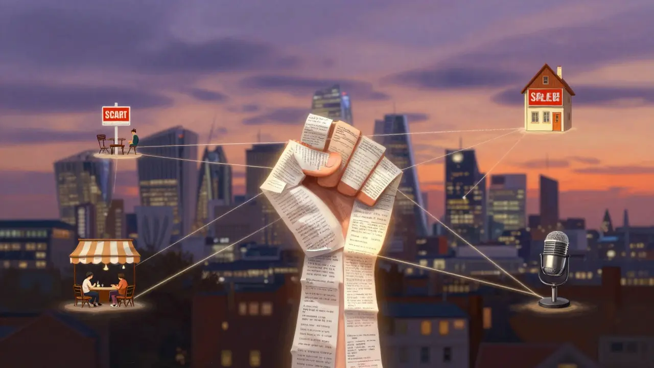 A symbolic network of stories connecting escort workers to their achievements across London's skyline.