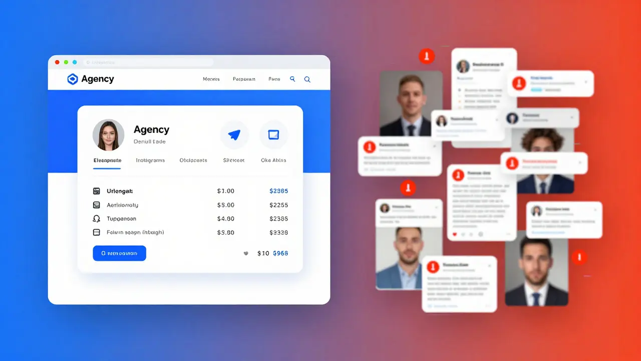 Contrasting a legitimate escort agency website with dangerous social media scams.